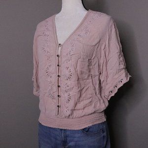 Maurices Boho Short Sleeve Blouse V Neck